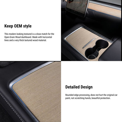 Wood Center Console Wrap for Model 3 2021-2023.10 / Model Y 2020-2024